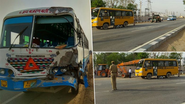 दिल्ली-जयपुर हाईवे पर रफ्तार का कहर, स्कूल बस-प्राइवेट बस की टक्कर में 25 बच्चे घायल