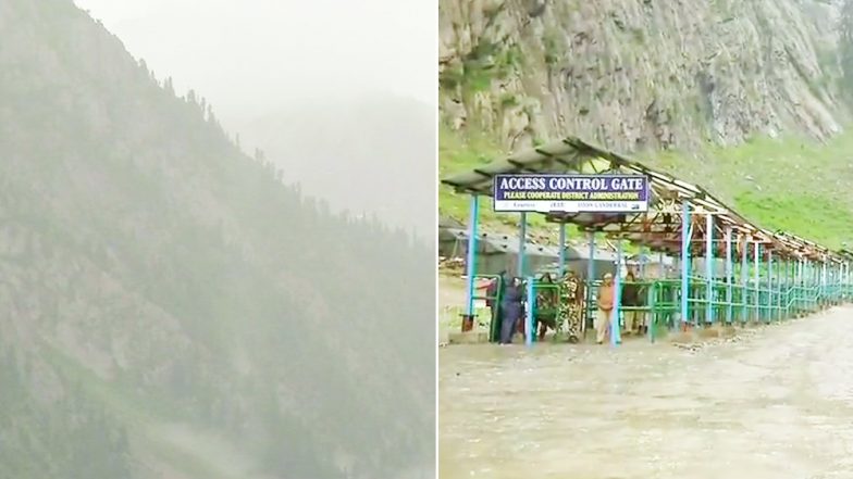भारी बारिश की वजह से रुकी अमरनाथ यात्रा