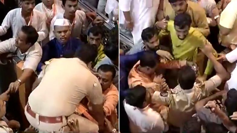 लालबागचा राजा के कार्यकर्ताओं और पुलिस के बीच हुई झड़प, घटना कैमरे में कैद