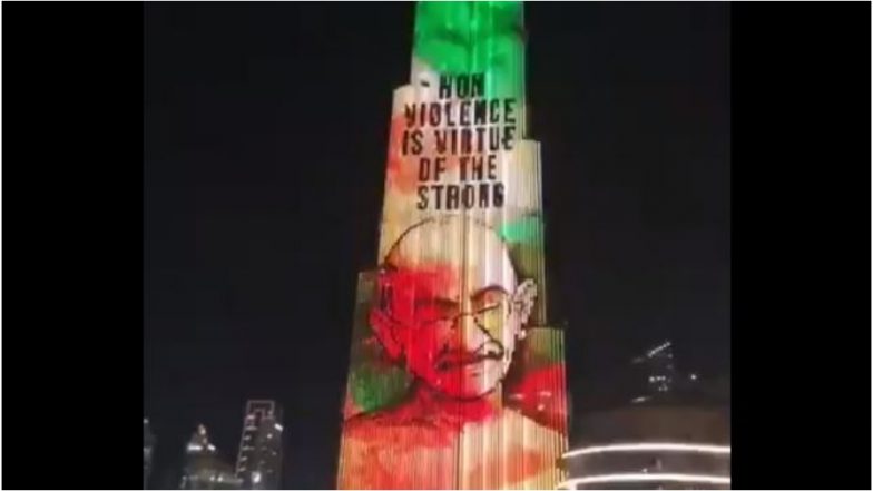 गांधी जी को श्रद्धांजलि देने के लिए तिरंगे में रंगा गया दुबई का बुर्ज खलीफा