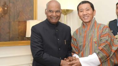 भूटान के प्रधानमंत्री ने की राष्ट्रपति कोविंद से मुलाकात, तीन दिवसीय भारत दौरे पर हैं लोतेय शेरिंग