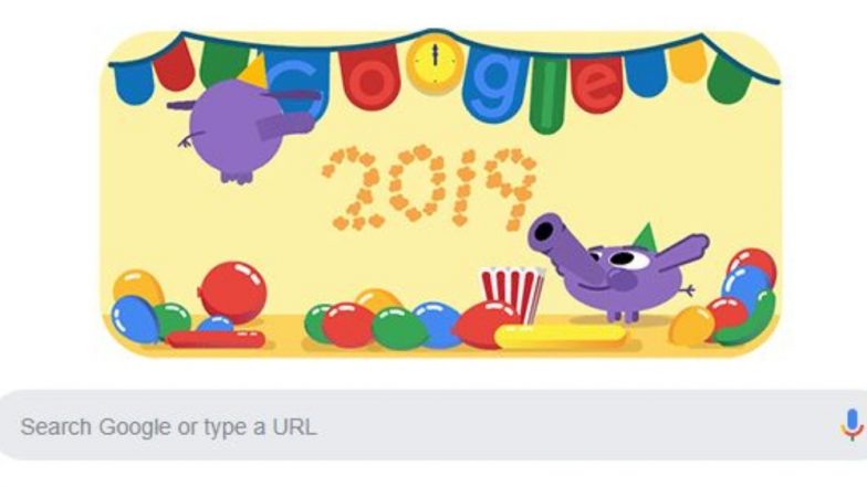 Happy New Year 2019: Google ऐसे मना रहा है नए साल का जश्न, खास Doodle बनाकर किया 2018 को विदा