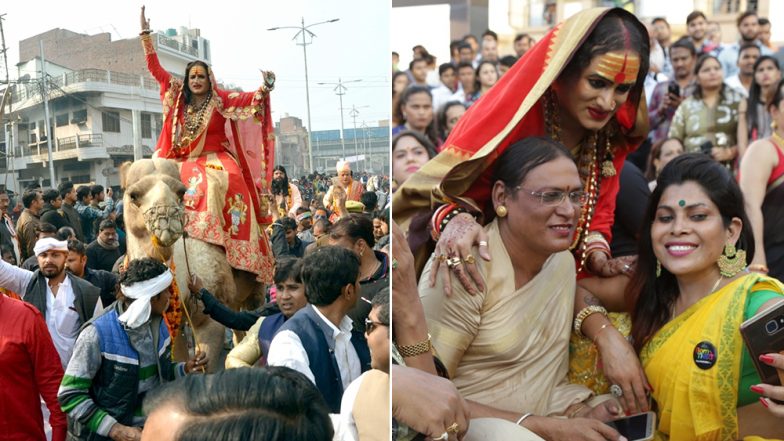 Kumbh 2019: पहली बार हुई किन्नर अखाड़े की पेशवाई, ऊंट, हाथी और रथ पर निकली शोभा यात्रा
