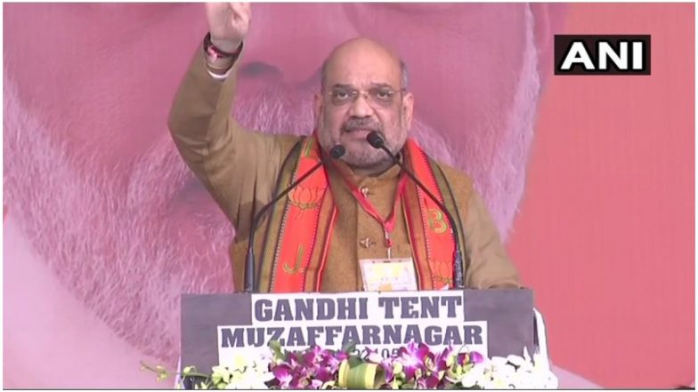 अलीगढ़ में बोले अमित शाह- BJP चाहती है अयोध्या में उसी जगह पर बने राम मंदिर, SP-BSP और कांग्रेस अपना एजेंडा साफ करें