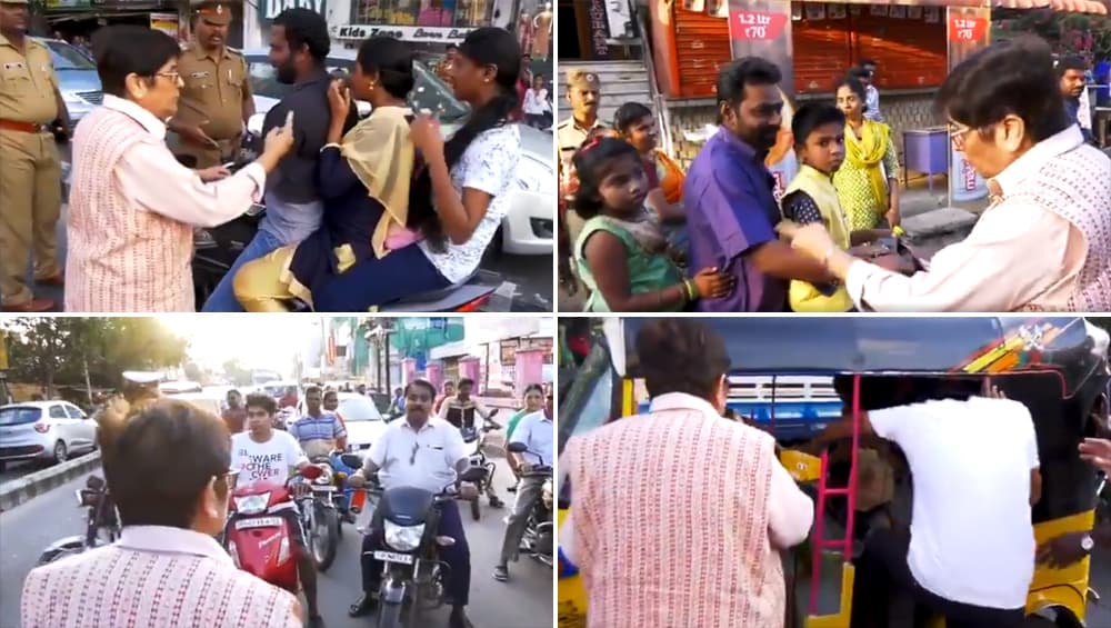 पुडुचेरी: जब किरण बेदी बन गईं ट्रैफिक पुलिस अधिकारी, बाइक चला रहे लोगों को रोककर पूछा- कहां है हेलमेट, देखें Video पुडुचेरी: जब किरण बेदी बन गईं ट्रैफिक पुलिस अधिकारी, बाइक चला रहे लोगों को रोककर पूछा- कहां है हेलमेट, देखें Video
