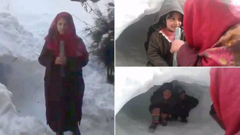 Viral Video: स्केल को माइक बनाकर रिपोर्टिंग करती नजर आई एक कश्मीरी लड़की, भारी बर्फबारी के बीच बताया मौसम का हाल Viral Video: स्केल को माइक बनाकर रिपोर्टिंग करती नजर आई एक कश्मीरी लड़की, भारी बर्फबारी के बीच बताया मौसम का हाल