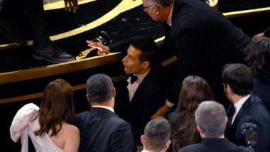 Oscar Awards 2019: बेस्ट एक्टर का अवॉर्ड जीतने के बाद स्टेज से नीचे गिर पड़े रामी मालेक, देखें वीडियो