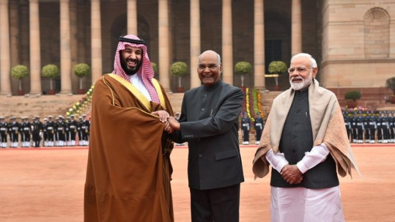 सऊदी क्राउन प्रिंस अपनी पहली आधिकारिक यात्रा पर आए भारत, राष्ट्रपति भवन में हुआ औपचारिक स्वागत