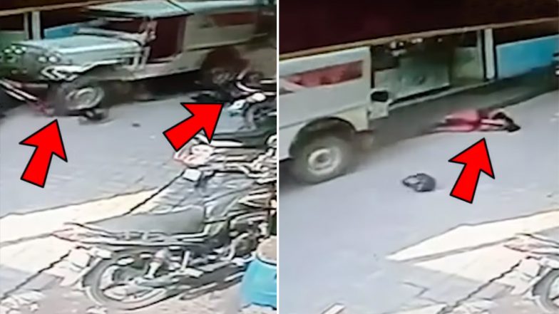 मेंगलुरु: मां और बच्चे के ऊपर से गुजरी जीप, बाल-बाल बचे दोनों, देखें Video