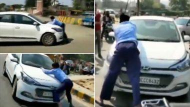 VIDEO: गाजियाबाद में शख्स को कार के बोनट पर घसीटा, 2 किलोमीटर तक चलती रही जान बचाने की जद्दोजहद