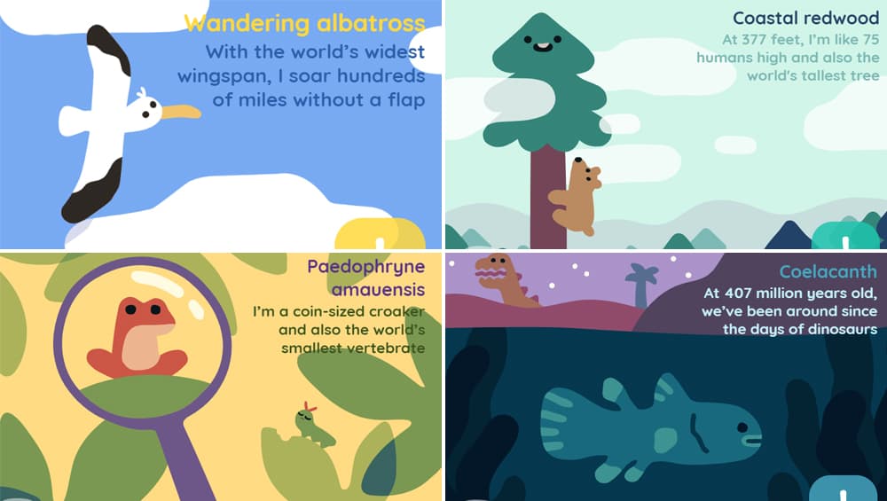 Google Doodle Earth Day 2019: गूगल ने पृथ्वी दिवस पर बनाया विशेष एनिमेटिड डूडल, 'सबसे लंबे पेड़' से लेकर 'छोटे मेंढक' तक कई अन्य चीजों की दी जानकारी Google Doodle Earth Day 2019: गूगल ने पृथ्वी दिवस पर बनाया विशेष एनिमेटिड डूडल, 'सबसे लंबे पेड़' से लेकर 'छोटे मेंढक' तक कई अन्य चीजों की दी जानकारी