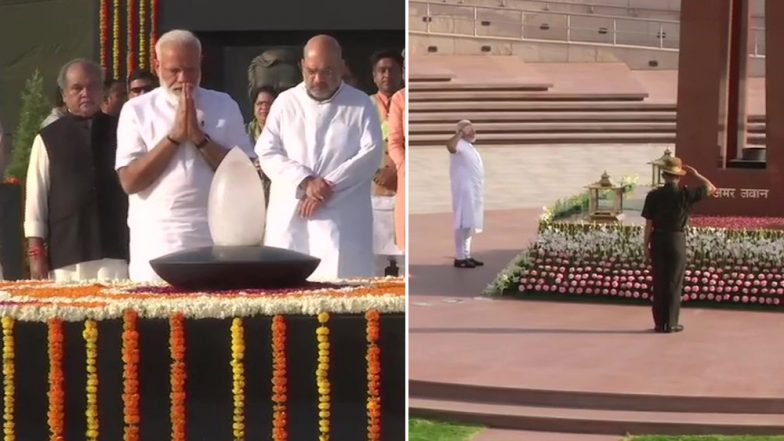 शपथ से पहले नमन: पीएम मोदी ने बापू , अटल की समाधी और वॉर मेमोरियल में शहीदों को दी श्रद्धांजलि