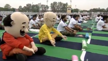 Yoga Day 2019 : प्रधानमंत्री नरेंद्र मोदी के साथ मशहूर कार्टून केरेक्टर्स मोटू और पतलू ने भी किया योगा