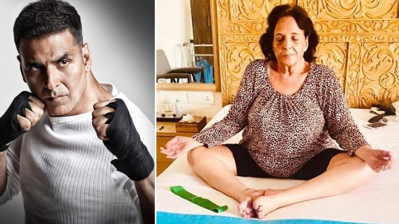 अक्षय कुमार की मां ने 75 साल की उम्र में शुरू किया योगासन, खिलाड़ी ने फोटो शेयर करके कही ये बात 