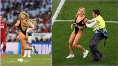 UEFA Champions League 2019 Final: बॉयफ्रेंड की 'XXX' पोर्न साइट को बढ़ावा देने के लिए बिकिनी पहनकर मैदान में घुसी रुसी मॉडल, देखें वीडियो