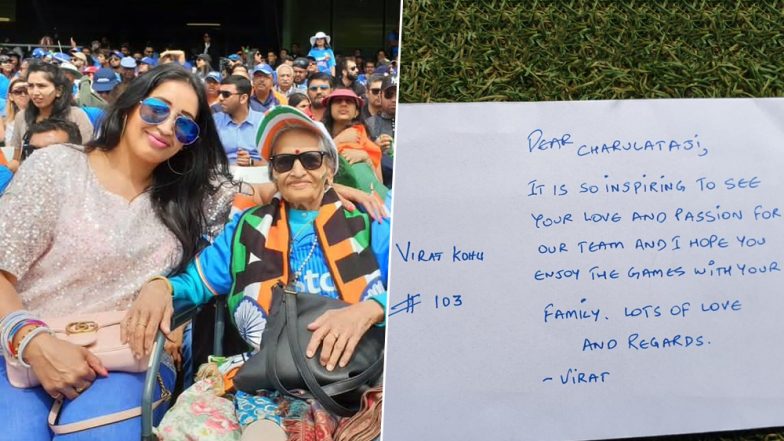 ICC CWC 2019: भारत बनाम श्रीलंका मैच के दौरान फिर चीयर करती नजर आई टीम इंडिया की सुपर फैन दादी चारुलता पटेल, देखें तस्वीर