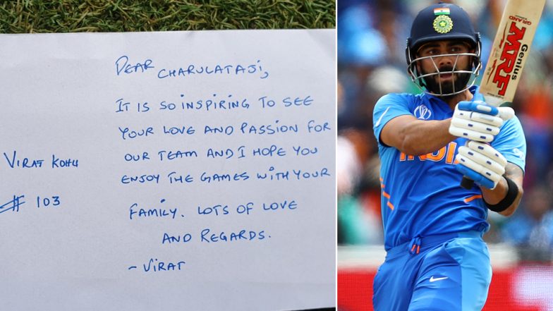 ICC CWC 2019: विराट कोहली ने सुपर फैन दादी चारुलता के लिए लिखा पत्र, यूजर्स ने बुरी हैंडराइटिंग के लिए किया ट्रोल