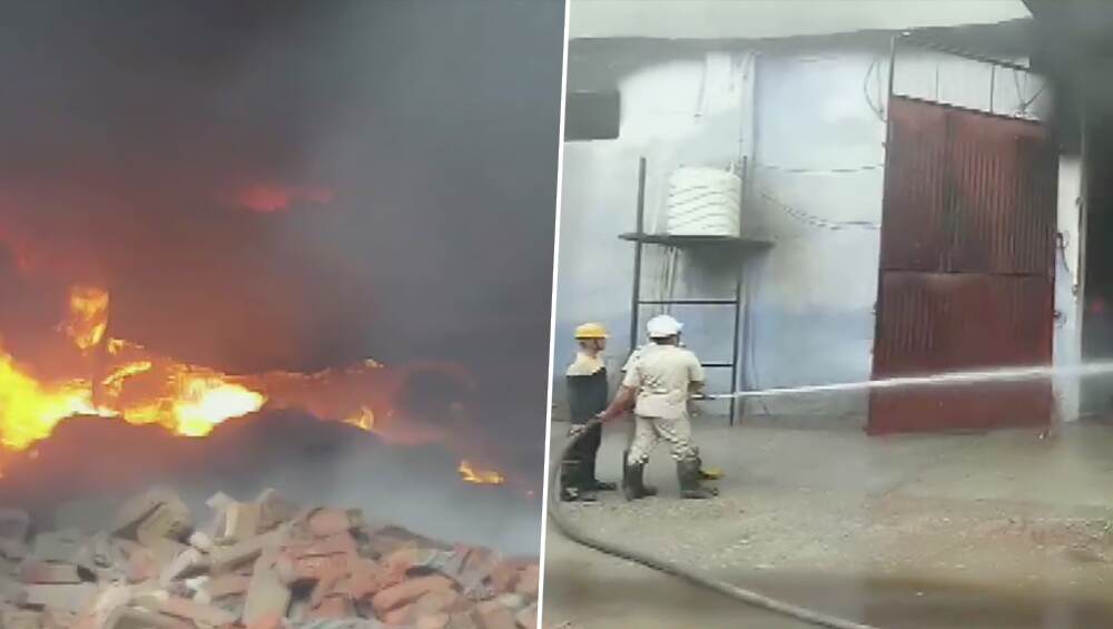 मेरठ: ट्रांसपोर्ट नगर के गोदाम में लगी भीषण आग, दमकल विभाग बचाव कार्य में जुटी