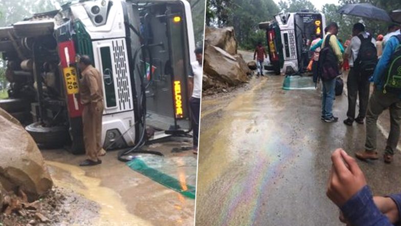 हिमाचल प्रदेश: राष्ट्रीय राजमार्ग मार्ग पर बस पलटने से तीन लोग हुए घायल, 20 लोग बाल-बाल बचे