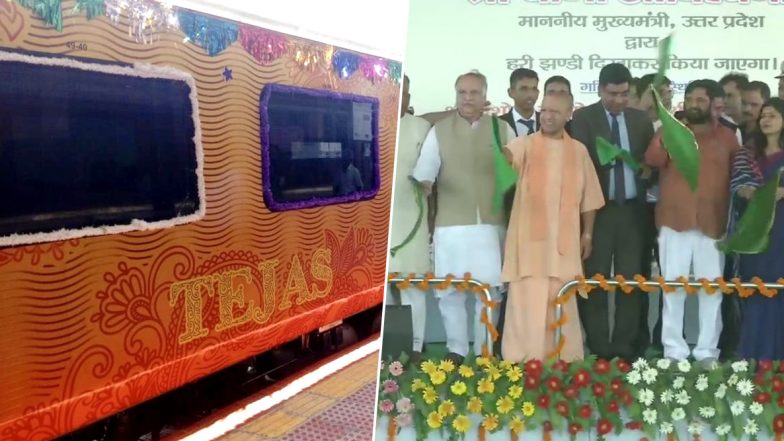 देश की पहली प्राइवेट ट्रेन तेजस एक्सप्रेस दौड़ी पटरी पर, सीएम योगी ने दिखाया हरी झंडी- 6 घंटे में दिल्‍ली से लखनऊ