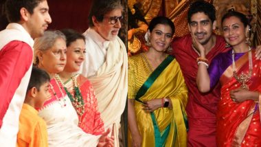 महाअष्टमी के दौरान मां दुर्गा के पंडाल में पत्नी जया संग पहुंचे अमिताभ बच्चन, काजोल और रानी मुखर्जी भी साथ आई नजर