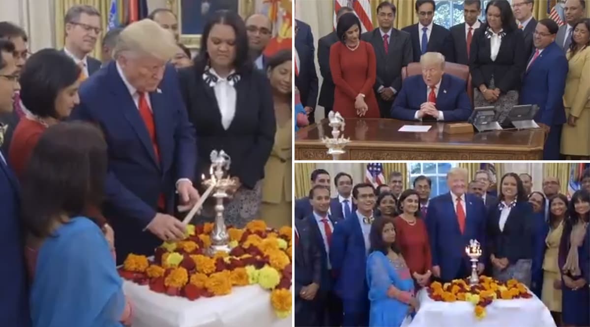 Diwali 2019: डोनाल्ड ट्रंप ने व्हाइट हाउस में पत्नी मेलानिया संग दीप जलाकर लोगों को दी दीपावली की बधाई, देखें वीडियो Diwali 2019: डोनाल्ड ट्रंप ने व्हाइट हाउस में पत्नी मेलानिया संग दीप जलाकर लोगों को दी दीपावली की बधाई, देखें वीडियो