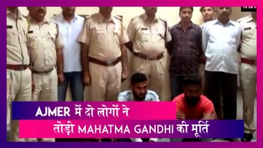 Ajmer में दो व्यक्तियों ने नष्ट की Mahatma Gandhi की मूर्ति, CCTV में घटना कैद