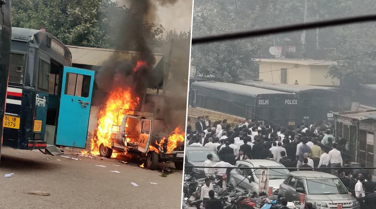 दिल्ली: तीस हजारी कोर्ट में वकीलों और पुलिस के बीच हिंसक झड़प, फायरिंग के बाद गाड़ियों में लगाई आग दिल्ली: तीस हजारी कोर्ट में वकीलों और पुलिस के बीच हिंसक झड़प, फायरिंग के बाद गाड़ियों में लगाई आग