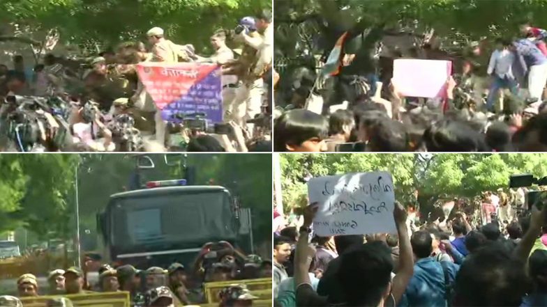 दिल्ली पुलिस ने बेर सराय रोड पर JNU छात्रों का संसद मार्च रोका