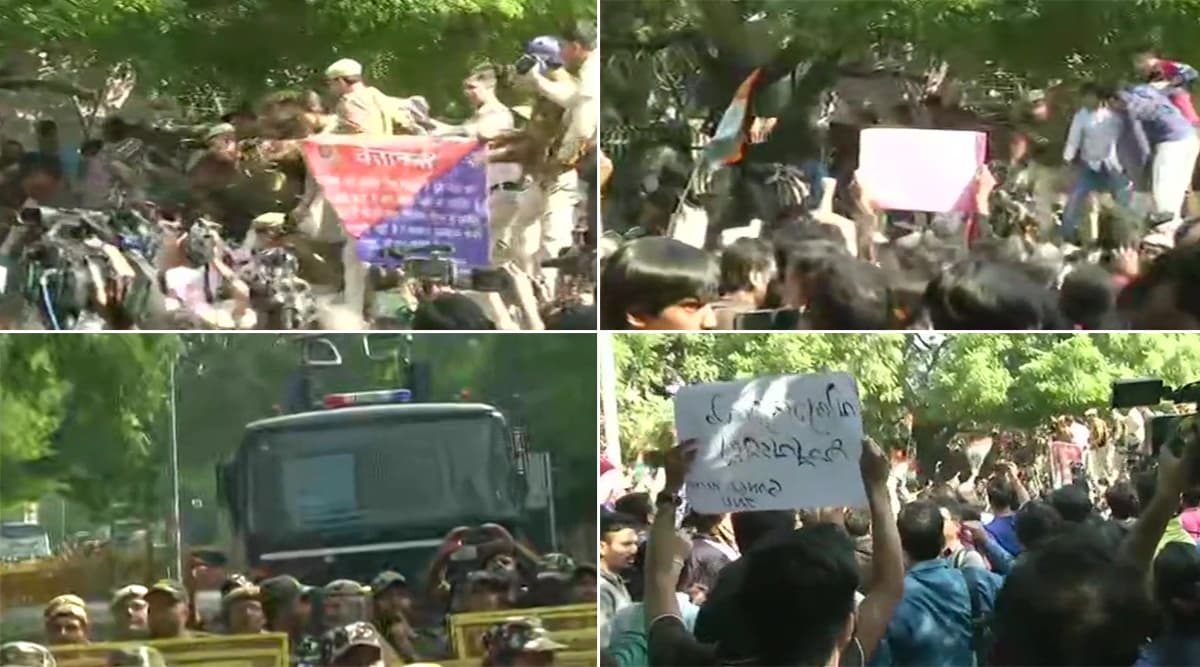 दिल्ली पुलिस ने बेर सराय रोड पर JNU छात्रों का संसद मार्च रोका दिल्ली पुलिस ने बेर सराय रोड पर JNU छात्रों का संसद मार्च रोका