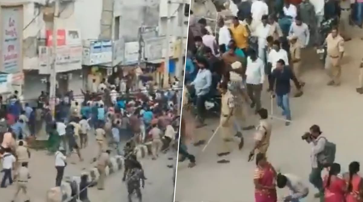 हैदराबाद वेटनरी महिला डॉक्टर बलात्कार और हत्या मामला: पुलिस पर लोगों ने फेंके चप्पल, लाठीचार्ज के बाद मामला हुआ शांत, देखें वीडियो हैदराबाद वेटनरी महिला डॉक्टर बलात्कार और हत्या मामला: पुलिस पर लोगों ने फेंके चप्पल, लाठीचार्ज के बाद मामला हुआ शांत, देखें वीडियो