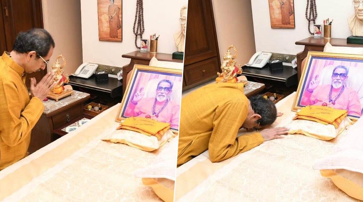 उद्धव ठाकरे ने अपने घर मातोश्री में पिता और शिवसेना संस्थापक बालासाहेब ठाकरे को किया नमन, तस्वीर के सामने टेका माथा उद्धव ठाकरे ने अपने घर मातोश्री में पिता और शिवसेना संस्थापक बालासाहेब ठाकरे को किया नमन, तस्वीर के सामने टेका माथा