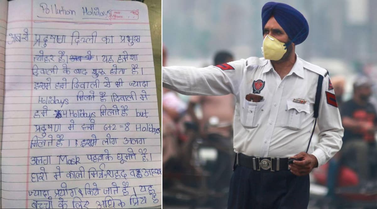 दिल्ली: एयर पॉल्यूशन पर बच्चे का लिखा निबंध सोशल मीडिया पर वायरल, देखें तस्वीरें दिल्ली: एयर पॉल्यूशन पर बच्चे का लिखा निबंध सोशल मीडिया पर वायरल, देखें तस्वीरें