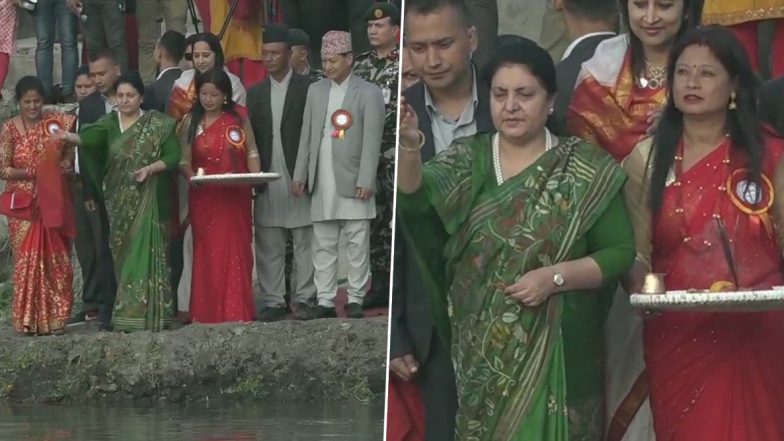 नेपाल: राष्ट्रपति बिध्या देवी भंडारी ने काठमांडू में की छठ पूजा