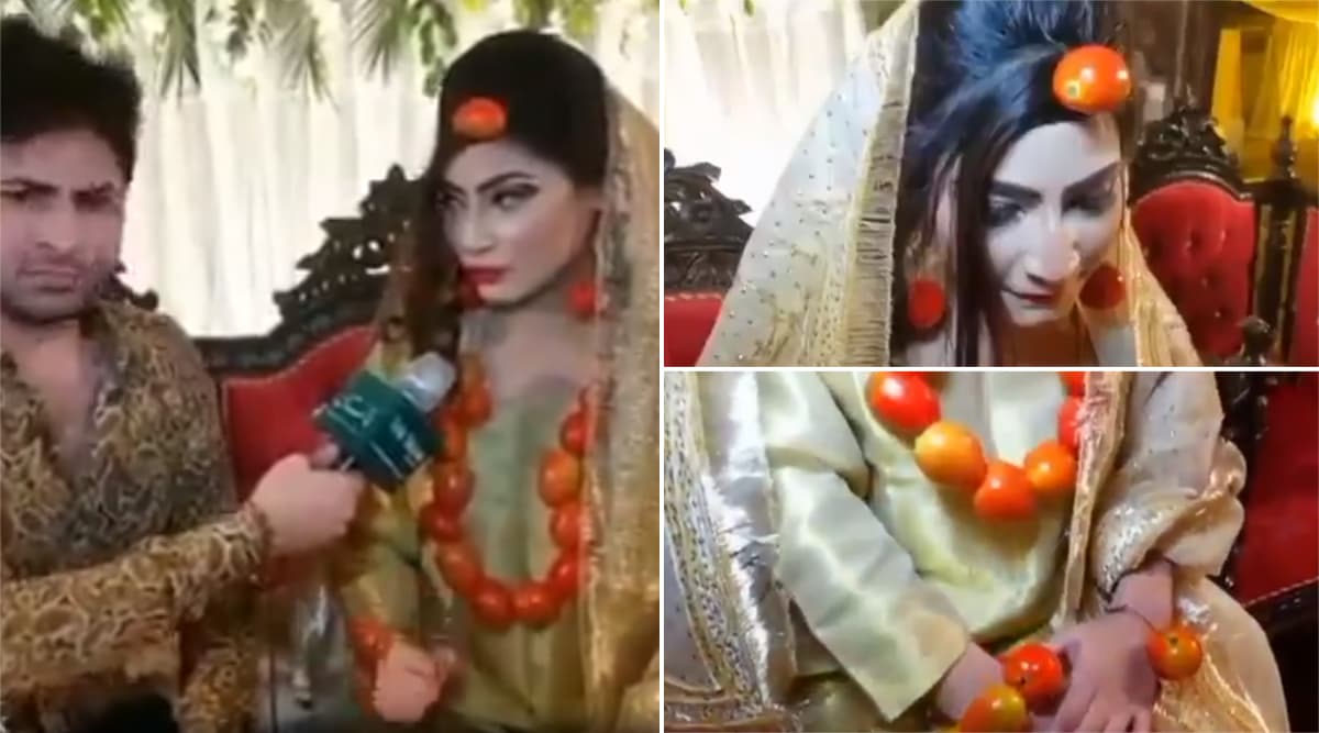 पाकिस्तान: बढ़ते दाम के कारण दुल्हन ने शादी में टमाटर के गहने पहनकर अर्थव्यवस्था को किया ट्रोल, देखें वायरल वीडियो पाकिस्तान: बढ़ते दाम के कारण दुल्हन ने शादी में टमाटर के गहने पहनकर अर्थव्यवस्था को किया ट्रोल, देखें वायरल वीडियो