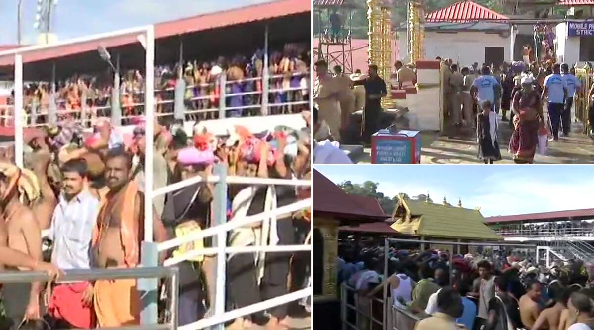 सबरीमाला मंदिर खुलने के बाद भक्तों ने की भगवान अयप्पा की पूजा, पुलिस ने 10 'वर्जित' आयु की महिलाओं को भेजा वापस सबरीमाला मंदिर खुलने के बाद भक्तों ने की भगवान अयप्पा की पूजा, पुलिस ने 10 'वर्जित' आयु की महिलाओं को भेजा वापस