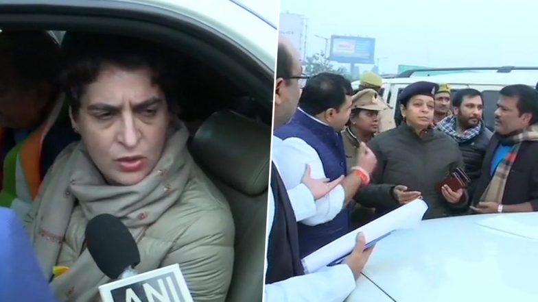 प्रियंका गांधी लखनऊ हिंसा के आरोपी सदफ जफर के परिवार वालों से जा रही थीं मिलने, पुलिस ने काफिले को रोका