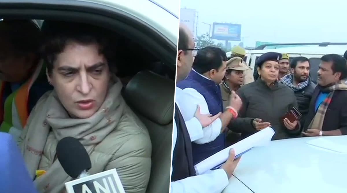 प्रियंका गांधी लखनऊ हिंसा के आरोपी सदफ जफर के परिवार वालों से जा रही थीं मिलने, पुलिस ने काफिले को रोका प्रियंका गांधी लखनऊ हिंसा के आरोपी सदफ जफर के परिवार वालों से जा रही थीं मिलने, पुलिस ने काफिले को रोका