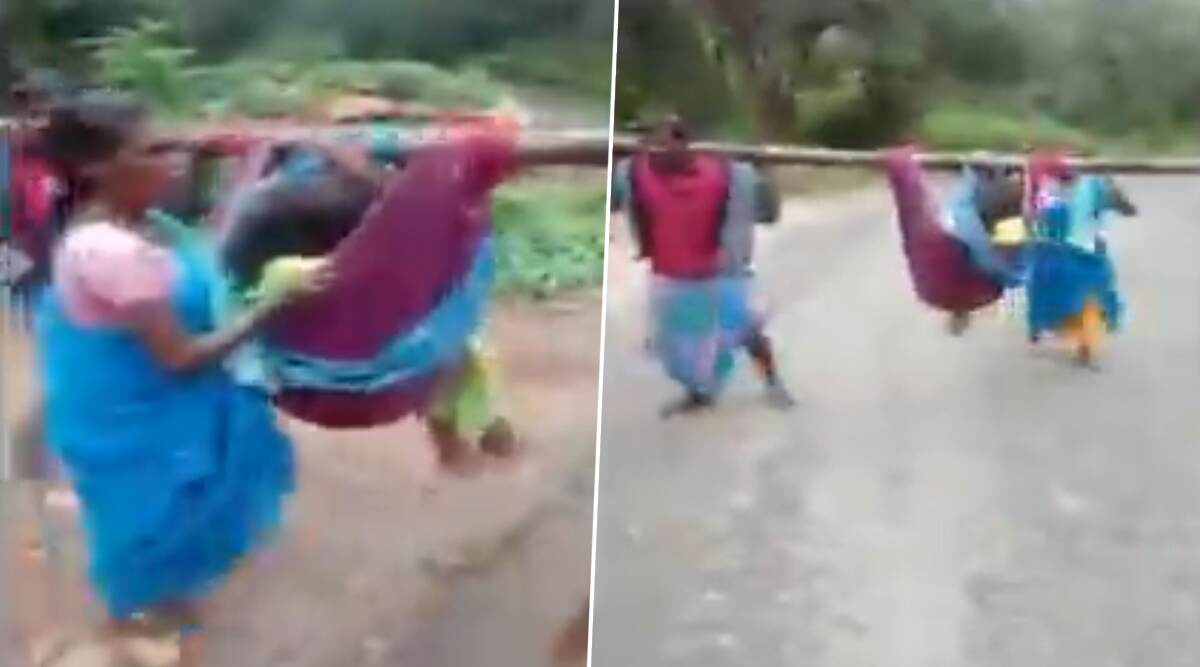 तमिलनाडु: प्रसव पीड़ा में महिला को 6 किलोमीटर कंधे पर लेकर पैदल चले रिश्तेदार, देखें वायरल वीडियो तमिलनाडु: प्रसव पीड़ा में महिला को 6 किलोमीटर कंधे पर लेकर पैदल चले रिश्तेदार, देखें वायरल वीडियो