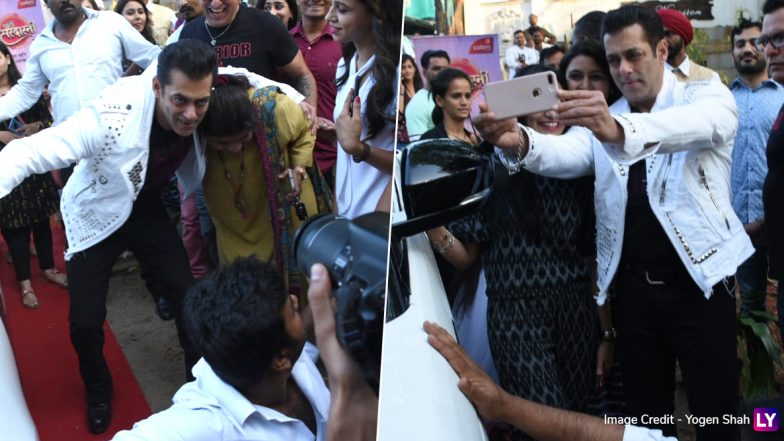 सलमान खान को 'बिग बॉस 2' मराठी के सेट पर फीमेल फैंस ने घेरा, आगे जो हुआ देखें इन Photos में !