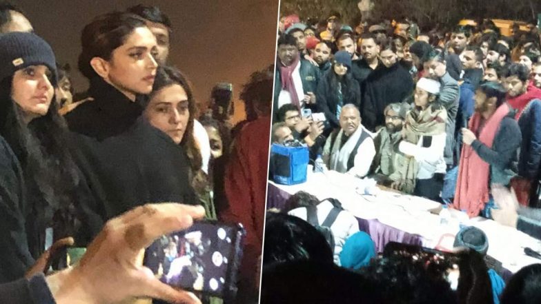 JNU हिंसा: दीपिका पादुकोण पहुंची जेएनयू, प्रदर्शन कर रहे छात्रों से मिली