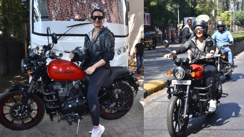 मुंबई की सड़कों पर बुलेट दौड़ाती नजर आई सोनाक्षी सिन्हा, देखिए एक्ट्रेस का दबंग अवतार