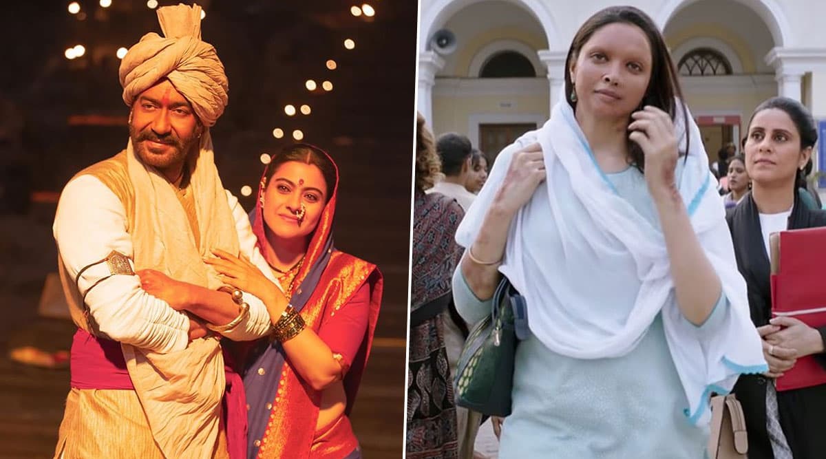 Tanhaji vs Chhapaak Box Office Day 5: 100 करोड़ के करीब पहुंची 'तानाजी' तो वहीं बॉक्स ऑफिस पर संघर्ष कर रही है 'छपाक' Tanhaji vs Chhapaak Box Office Day 5: 100 करोड़ के करीब पहुंची 'तानाजी' तो वहीं बॉक्स ऑफिस पर संघर्ष कर रही है 'छपाक'