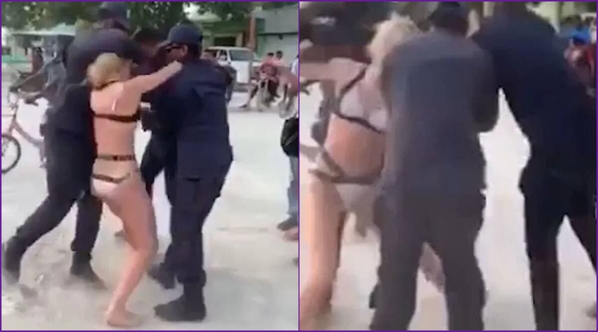 मालदीव में बिकनी पहनने पर महिला पर्यटक गिरफ्तार, पुलिस से हाथापाई का वीडियो वायरल मालदीव में बिकनी पहनने पर महिला पर्यटक गिरफ्तार, पुलिस से हाथापाई का वीडियो वायरल