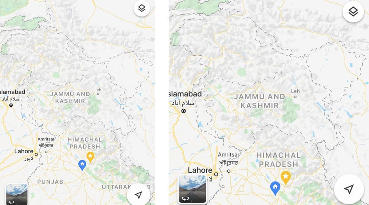 गूगल मैप्स में कश्मीर भारत के बाहर 'विवादित' क्षेत्र गूगल मैप्स में कश्मीर भारत के बाहर 'विवादित' क्षेत्र