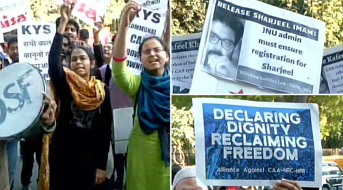 CAA-NRC और NPR के खिलाफ जंतर मंतर पर जेएनयू के छात्रों का विरोध प्रदर्शन, आइशी घोष सहित सभी ने लगाए शरजील इमाम को छोड़ने के नारे CAA-NRC और NPR के खिलाफ जंतर मंतर पर जेएनयू के छात्रों का विरोध प्रदर्शन, आइशी घोष सहित सभी ने लगाए शरजील इमाम को छोड़ने के नारे