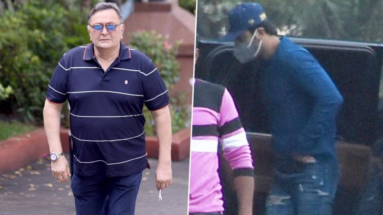 पिता ऋषि कपूर से मिलने फेस मास्क पहनकर पहुंचे रणबीर कपूर, देखें Photos