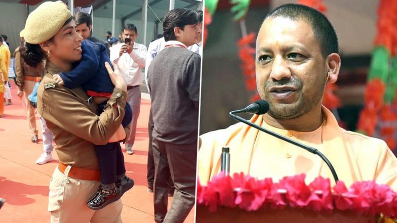 उत्तर प्रदेश: सीएम योगी आदित्यनाथ के कार्यक्रम में बेटे को गोद में लेकर पहुंची महिला कांस्टेबल, वायरल हुई फोटो