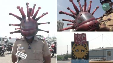 Corona Helmet: चेन्नई में कोरोना हेलमेट पहनकर पुलिस कर रही है लोगों को जागरूक, आर्टिस्ट गौतम ने किया है तैयार