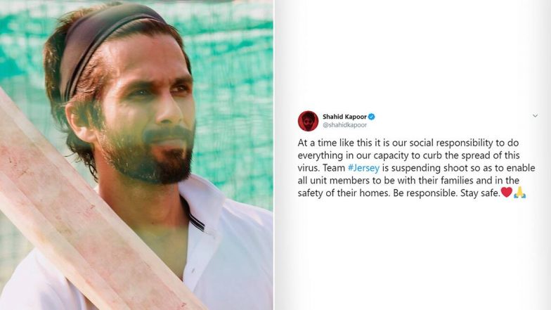 कोरोना वायरस के चलते शाहिद कपूर की फिल्म जर्सी की शूटिंग रुकी, एक्टर ने पोस्ट लिखकर कही ये बात